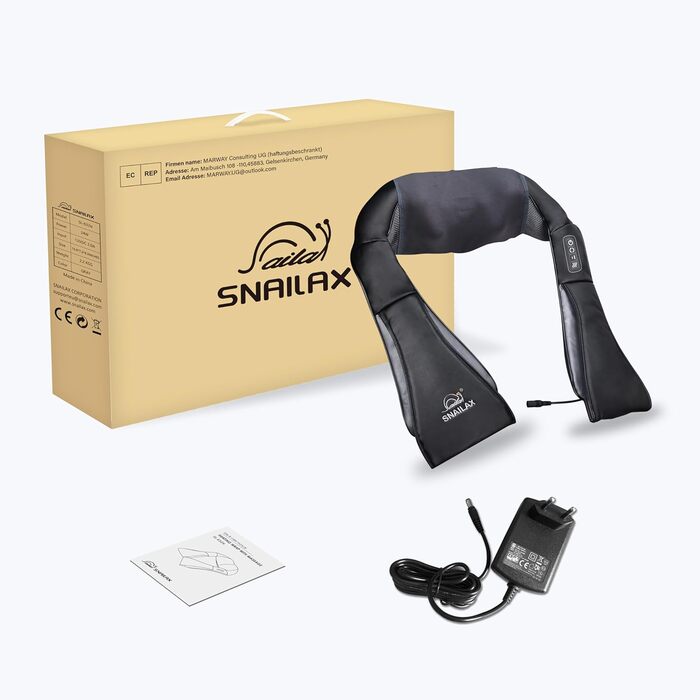Електричний масажер для шиї, плечей і спини Snailax з функцією 4D шиацу масажу та підігрівом, для дому та офісу, чорний, подарунок для чоловіків і жінок