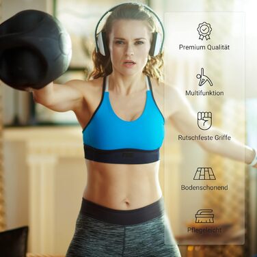 Медичний м'яч з ручками MSPORTS 5 кг, преміум, синій, для фітнесу та тренувань