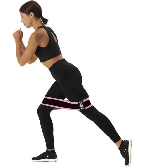Стрічки для фітнесу Arena Strength Fabric - набір для тренування сідниць та ніг | Стрічки опору для стегон | Зручний набір з інструкцією та сумкою (X-Strong, сірий, рожевий)