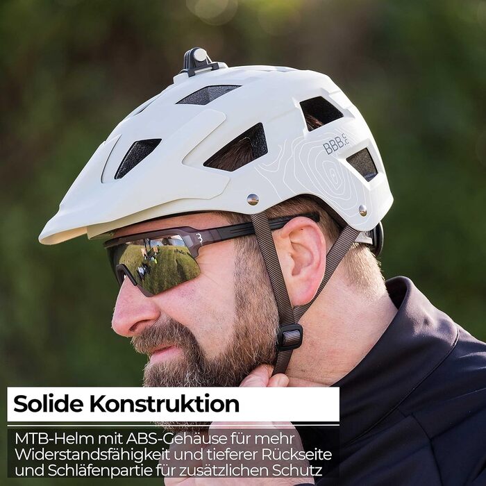 Велошолом BBB Cycling Nanga для MTB, унісекс, з великим козирком і кріпленням для камери, матовий білий, розмір M (54-58 см)