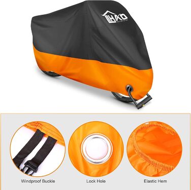 Водонепроникний чохол для мотоцикла LIHAO, зимовий, 245x105x125 см, оранжевий