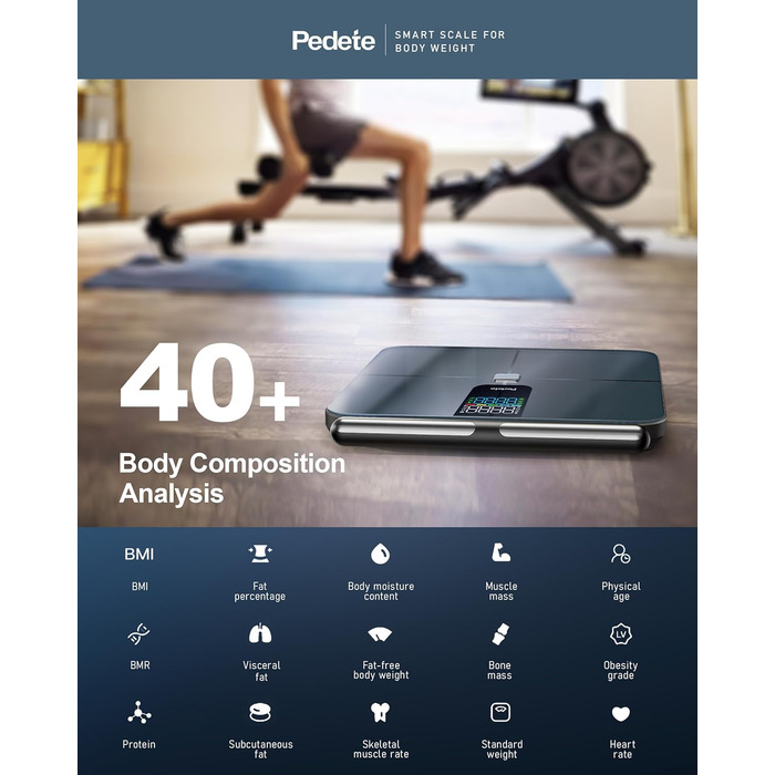 Вага для вимірювання жиру в тілі Smart, цифрова вага з Bluetooth, аналіз складу тіла, BMI, протеїн, 400lb