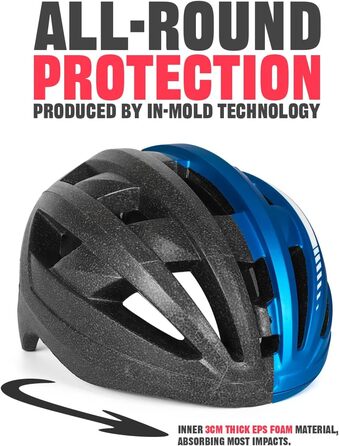 Велосипедний шолом VICTGOAL MTB з магнітним візором, LED підсвіткою, знімним козирком, для дорослих чоловіків і жінок, металево-синій, розмір L (57-61 см)