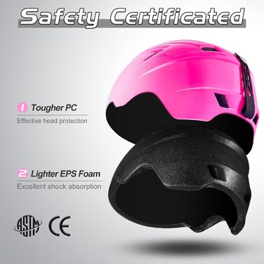 Шолом та маска для гірськолижного спорту Odoland: комплект для жінок та чоловіків, захист UV 400, стійкість до вітру, градієнт рожевого кольору, розмір M (55-59 см)