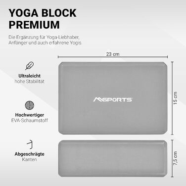 Йога-блоки MSPORTS Premium, 2 шт, антрацит, для йоги та фітнесу