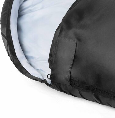 Спальний мішок Outtec з капюшоном, мумієподібний, ультралегкий, компактний, для кемпінгу, дітей та дорослих, для активного відпочинку, чорний