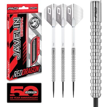 Дарти Red Dragon Javelin Original Tungsten - Професійні сталеві дротики з металевим вістрям, пір'ям та стержнями (20г, 22г, 24г, 26г)