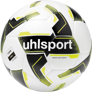 Футбольний м'яч Uhlsport Soccer Pro Synergy G1 для дітей і дорослих, ігровий та тренувальний, FIFA Basic, білий/чорний/жовтий