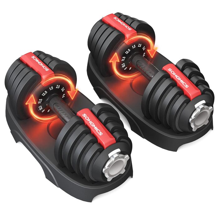 Набір гантелей SONGMICS (2 шт. по 12.5 кг) зі стійкою, протиковзкі ручки для фітнесу та силових тренувань вдома