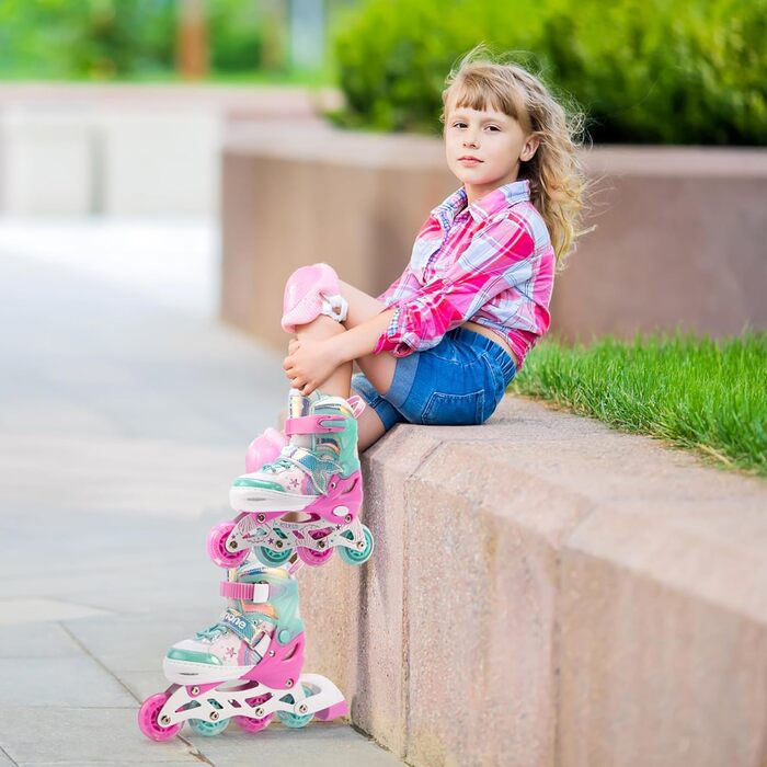 Інлайнери NEMONE для дівчаток, 4 розміри, регульовані, блакитний/фіолетовий, для дітей, 37-39 EU