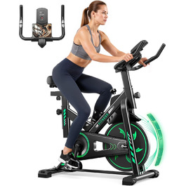 Велотренажер для дому з додатком, магнітний опір, тихий велоергометр, важке махове колесо, посилена сидіння, LCD-дисплей, тримач для планшета, до 150 кг