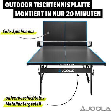 Стіл для настільного тенісу JOOLA Outdoor, професійний, алюмінієва композитна поверхня 6 мм, складний, з сіткою, для вулиці, вологостійкий
