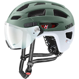 Велошолом Uvex Finale Visor V з візором і LED-ліхтарем, для міста, унісекс, мохово-зелений матовий, 52-57 см