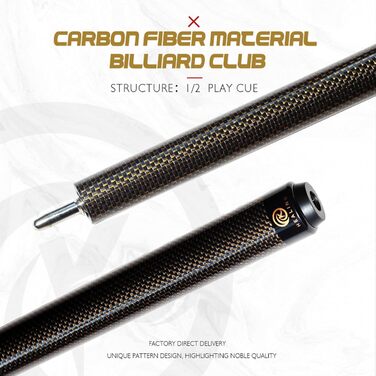 Кю (бик) для більярду KHEALING з карбону, 58 дюймів, 1/2-дюймова структура, 3-зубчастий з'єднувальний елемент, 12.4 мм наконечник, 540-567 г, для професійних гравців (жовтий)