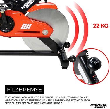 Професійний велотренажер Miweba Sports MS400 для дому, 22 кг маховик, навантаження до 150 кг, безступінчасте регулювання, вимір пульсу, спін-байк, ергометр