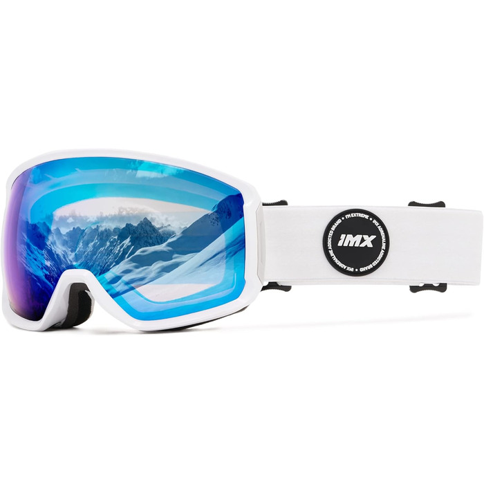 Гірськолижна маска IMX RACING Peak для сноуборду, тришаровий поролон, подвійна лінза, захист від подряпин, антифог, UV, біла матова
