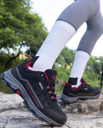 Черевики для хайкінгу/туризму (чоловічі/жіночі), водонепроникні, легкі, розмір 37-46 EU, чорно-червоні