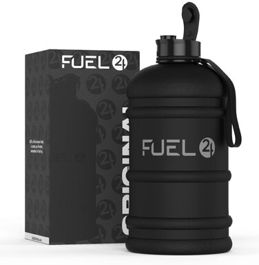 Спортивна пляшка для води Fuel24 на 2,2 л з кришкою Pop-up або трубочкою, велика ємність, без BPA, чорна
