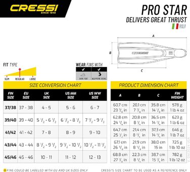 Ласти Cressi Prostar преміум для чоловіків і жінок, зроблені в Італії
