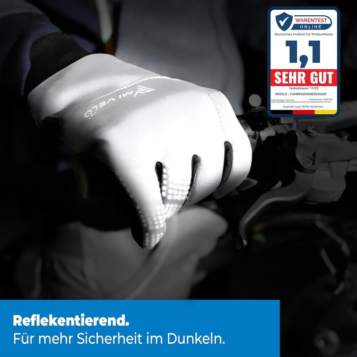 Велосипедні рукавички MIVELO для чоловіків та жінок - водонепроникні з Ergo-Pad, сумісні з сенсорними екранами, зимові та перехідні рукавички, світловідбиваючі, розмір XL