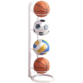 Стійка для зберігання м'ячів: баскетбол, футбол, волейбол - металева, 4 шари, біла