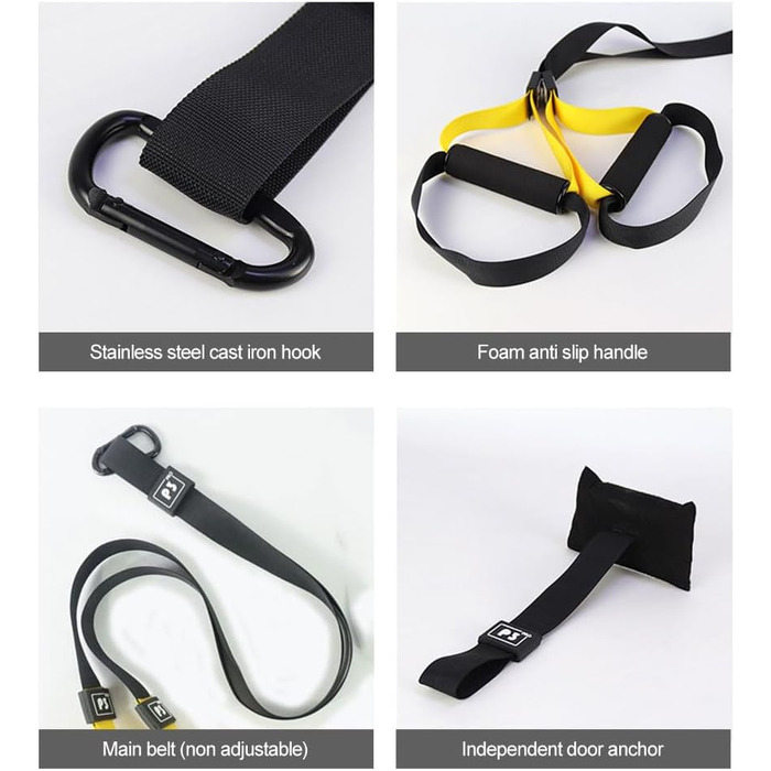 Тренажер Sling Trainer для всього тіла, підвісний тренажер для дому, комплект Suspension Trainer, для силових тренувань, домашні та вуличні тренування, чорно-жовтий