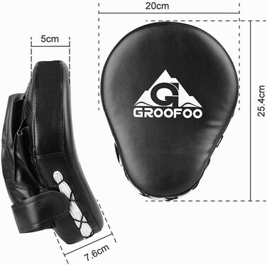 Боксерські лапи GROOFOO з подвійним наповненням для кікбоксингу, MMA та тайського боксу, тренувальні пади для дітей та дорослих, чорні