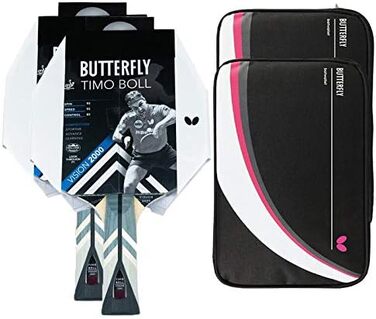 Настільний тенісний ракетка Butterfly Timo Boll Vision 2000 для професіоналів, ITTF сертифікат, накладка Wakaba, комплект з 2 чохлами DC2 та додатковою ракеткою