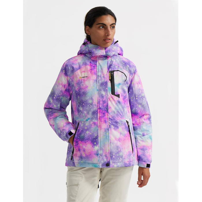 Жіноча лижна куртка GEMYSE, водонепроникна, тепла, вітронепроникна, зимова, кольори: фіолетовий та рожевий, розмір M