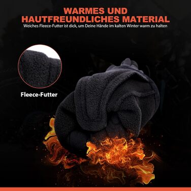 Велосипедні рукавички HIKENTURE: теплі, вітростійкі, з антиковзаючою поверхнею та підтримкою сенсорного екрану. Чорні рукавички з повним пальцем для чоловіків та жінок. Підходять для катання взимку та восени. Розмір M