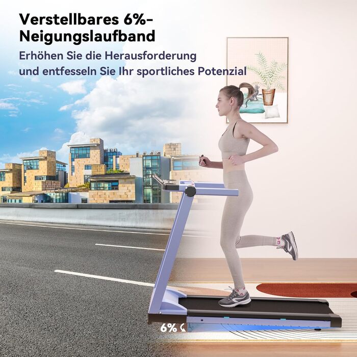 Біговий доріжка DeerRun Raceable з підтримкою High-Tech пристроїв, для дому, вантажопідйомність 158 кг, керування через APP, 2573W, складаний, з тренувальними курсами та мульти-режим, синьо-чорний