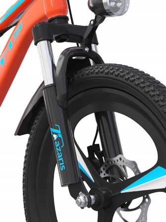 Дитячий велосипед 16 дюймів з дисковими гальмами, допоміжними колесами, амортизатором, захисним кожухом та LED-ліхтариком