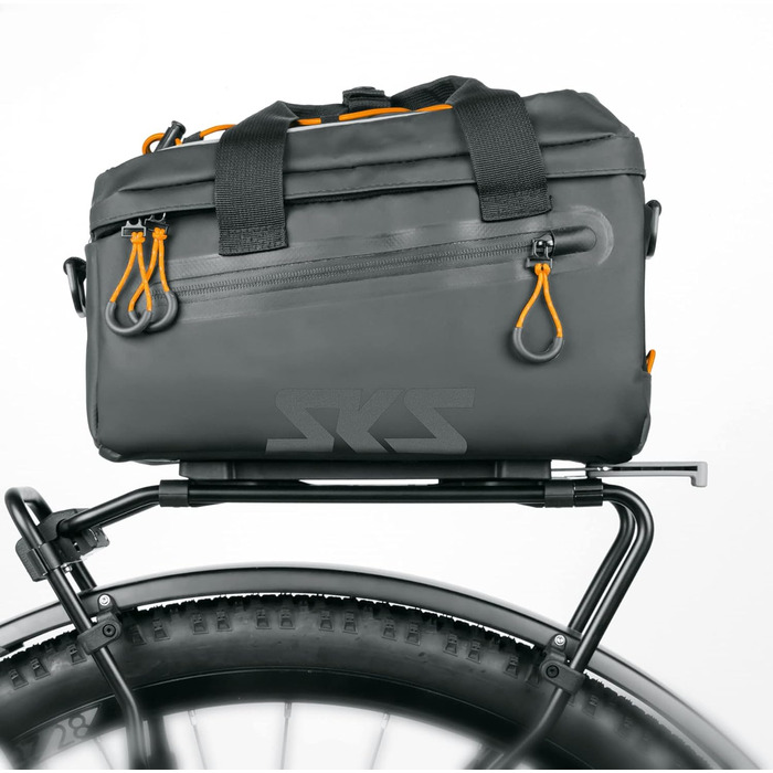 Велосипедна сумка SKS GERMANY Infinity TOPBAG на багажник, водонепроникна, знімний плечовий ремінь, MIK-сумісна, 7 л, чорна
