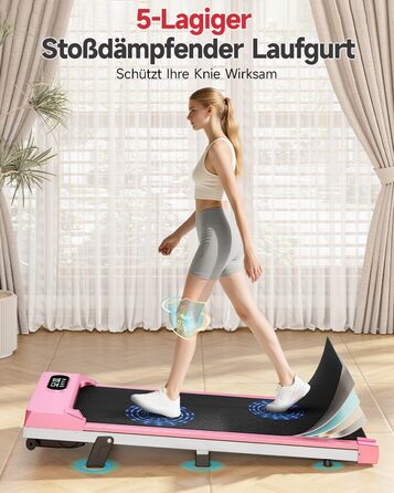 Walking Pad для дому HomeFitnessCode: електричний біговий килимок з нахилом, 1-8 км/год (Рожевий)