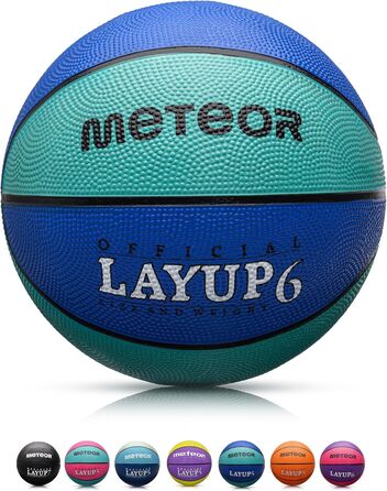 Дитячий баскетбольний м'яч Meteor Layup Kinder Mini, розмір 7 (для чоловіків), розмір 6 (для жінок), блакитний. Підходить для дітей 4-8 років, ідеальний для тренувань. М'який, з надійним зчепленням.