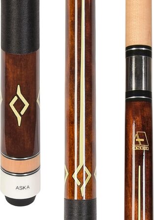 Більярдний кий ASKA 147,3 см, двосекційний, кленовий, 13 мм наконечник, нержавіюча сталь, 5/16 x 18, 18 унцій, коричневий