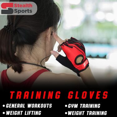 Спортивні рукавички Stealth Sports для фітнесу та важкої атлетики – дихаючі, з антиковзаючою поверхнею та підкладкою для кросфіту, бодібілдингу, велоспорту та силових тренувань, червоні