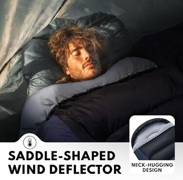 Спальний мішок 0°C XXL для дорослих, тепла погода, для кемпінгу, зими, походів, полювання, подорожей (2,4 кг, блакитний)