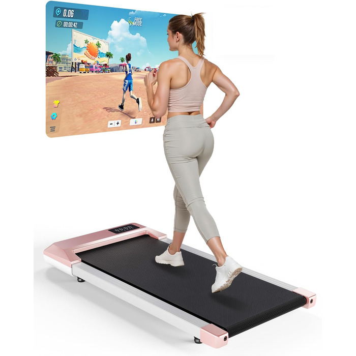 Тренажер для ходьби Copant Walking Pad з керуванням через додаток, столик для бігу, 6 км/год, максимальне навантаження 136 кг, професійні курси та багатокористувацькі змагання (Золотий, 90 см)