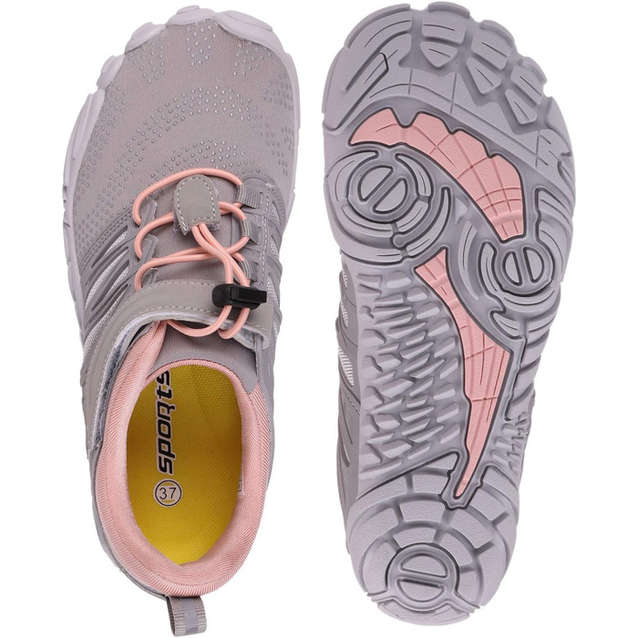 Жіночі трекінгові кросівки JOOMRA Minimaliste для піших прогулянок, 39.5 EU, сірий, рожевий