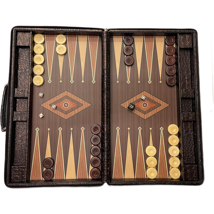 Набір для гри в бейсбол (табла), середній, для подорожей, Tric Trac, штучна шкіра, 44 x 27 см, білий, чорний, коричневий, світло-коричневий