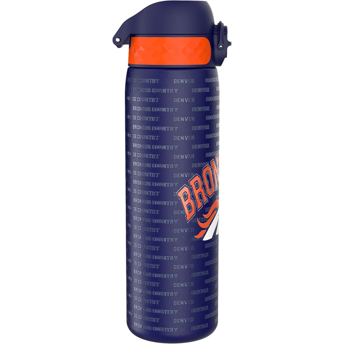 Пляшка для води Ion8 500 мл з нержавіючої сталі NFL Broncos, герметична, зручна для однієї руки, з кришкою, легка у догляді, для спорту та подорожей