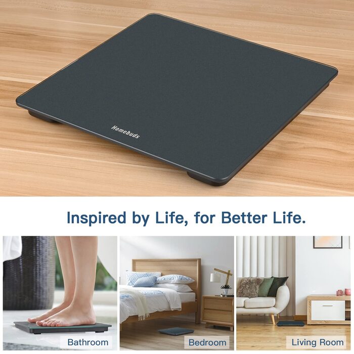 Електронні ваги для тіла Homebuds, висока точність, LED-дисплей, блакитний колір, до 182 кг