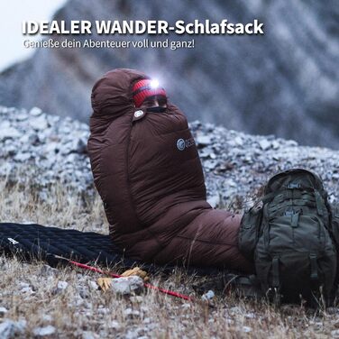 Пуховий спальний мішок для дорослих та дітей, легкий зимовий спальник Outdoor 8°C ~ -30°C для кемпінгу та альпінізму з 650 FP гусячим пухом