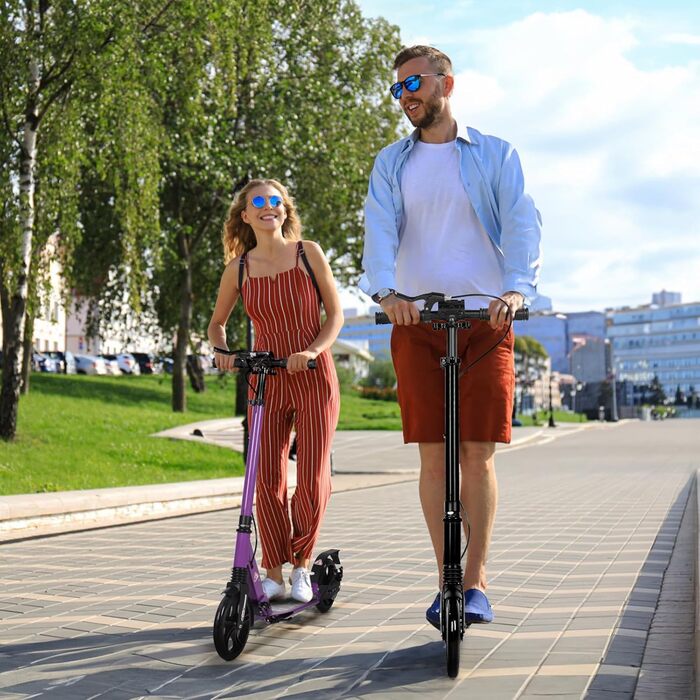 Самокат трюковий Kickscooter для дітей 8-12 років та дорослих, колеса 200мм, дискові гальма, складний, фіолетовий