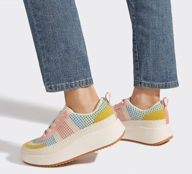 Кросівки жіночі Lucky Step на платформі з камінням, рожево-жовті, повсякденні, 39 EU