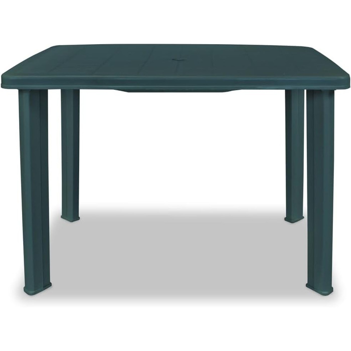 Садовий стіл vidaXL 101x68x72 см, пластиковий, зелений, з отвором для парасольки - вуличний обідній стіл для балкона та саду