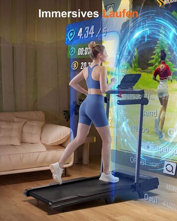 Бігова доріжка Superun Walking Pad з нахилом 6%, для дому, з додатком, до 136 кг, чорна. Швидкість до 12 км/год, режим для роботи за столом.
