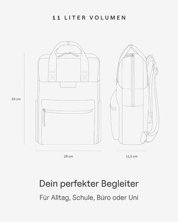 Рюкзак Kapten & Son Bergen 11 л, чорний, мінімалістичний, скандинавський стиль, водовідштовхувальний, веганський, з переробленого PET, для університету, школи, роботи, подорожей