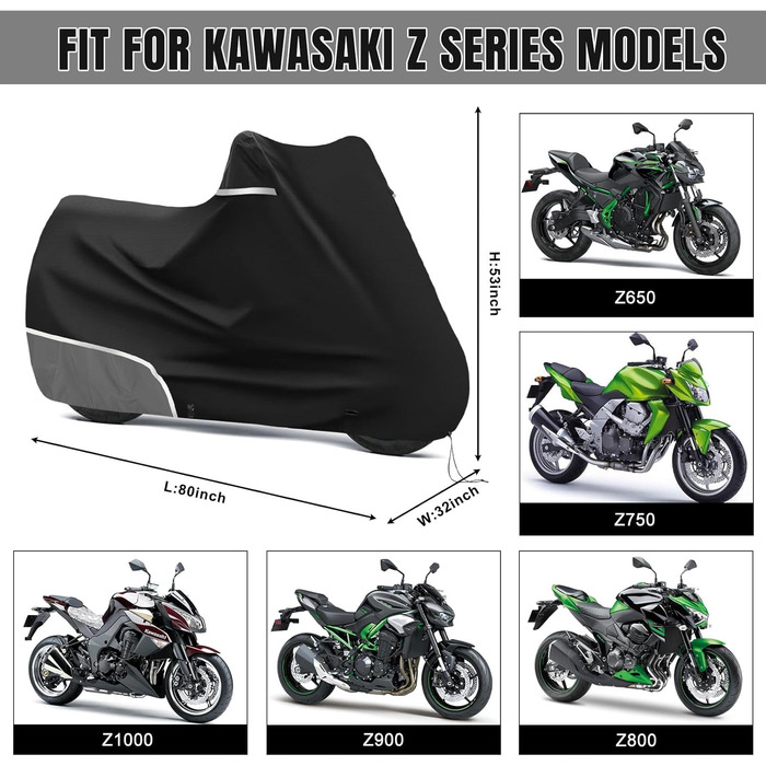 Водонепроникний чохол для мотоцикла Kawasaki Z650 / Z-серії, захисний зимовий чохол з тканини Oxford 420D, сірий